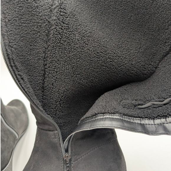 Aerosoles Binocular Shearling Tall Wedge Boots Black Suede Size US9.5 EU40 - Picture 12 of 14